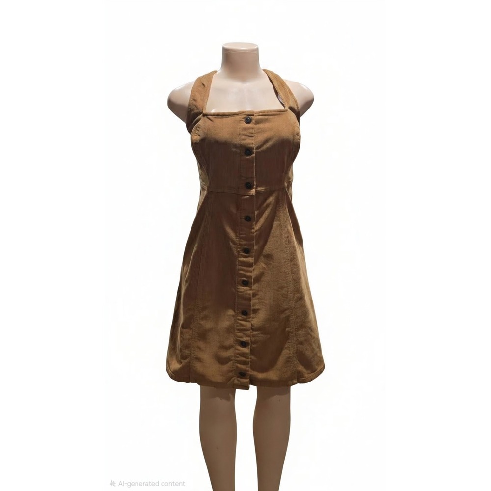 SO Button Down Pinafore Dress Burnt Orange Corduroy Preppy Y2K Academia XXL